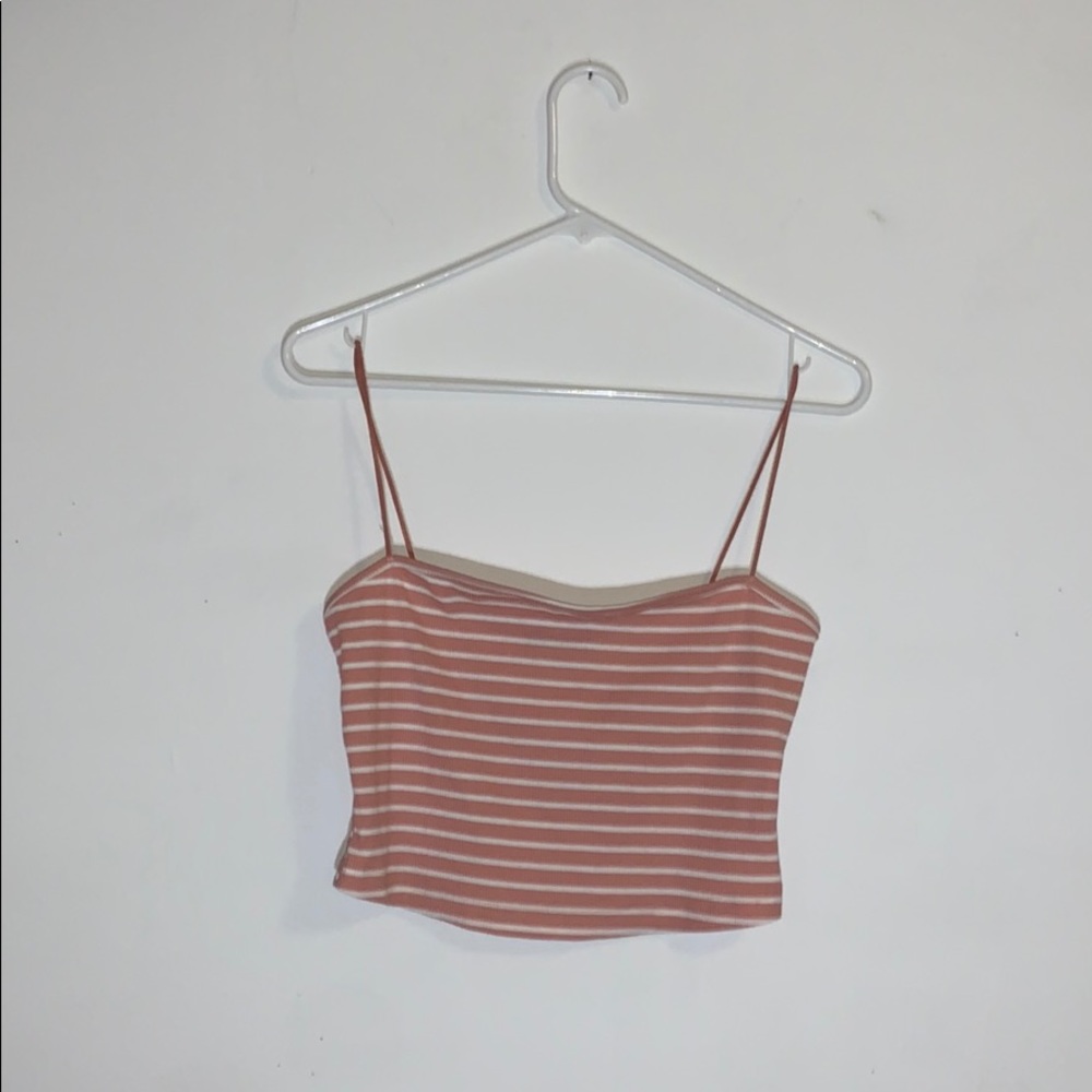 Pink and White Striped Crop Top